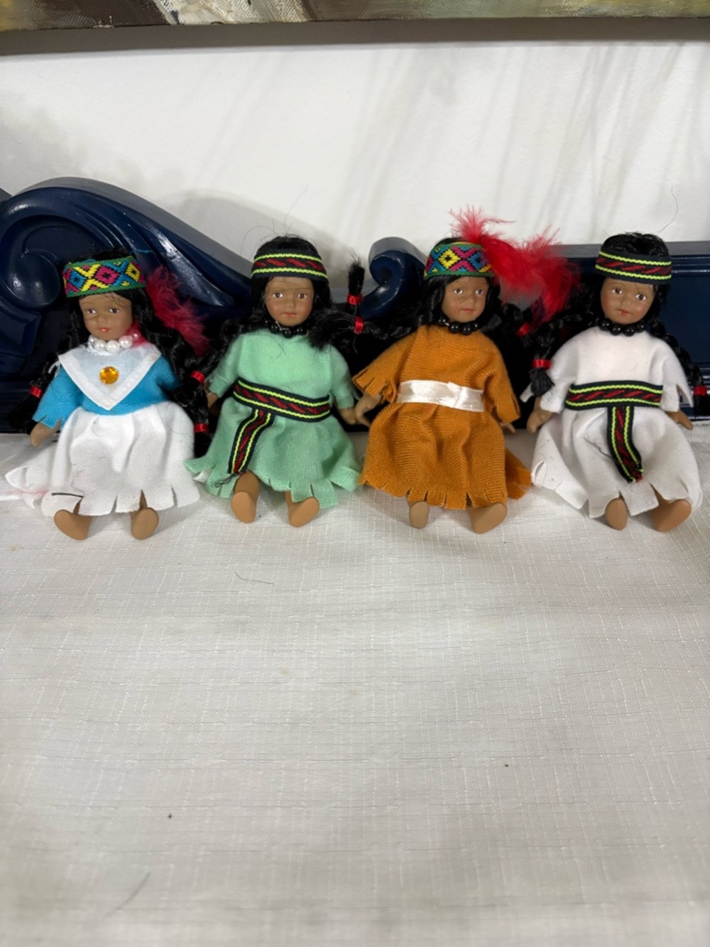 Set of 4 Vintage Native American Porcelain 6” Dolls Very good vintage condition